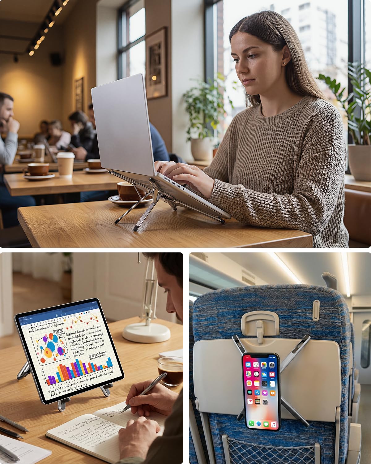 Viozon foldable laptop stand collapsed for travel in a bag