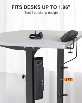 vipwell clamp detail as it mounts to desk edge, providing stable, tool-free installation