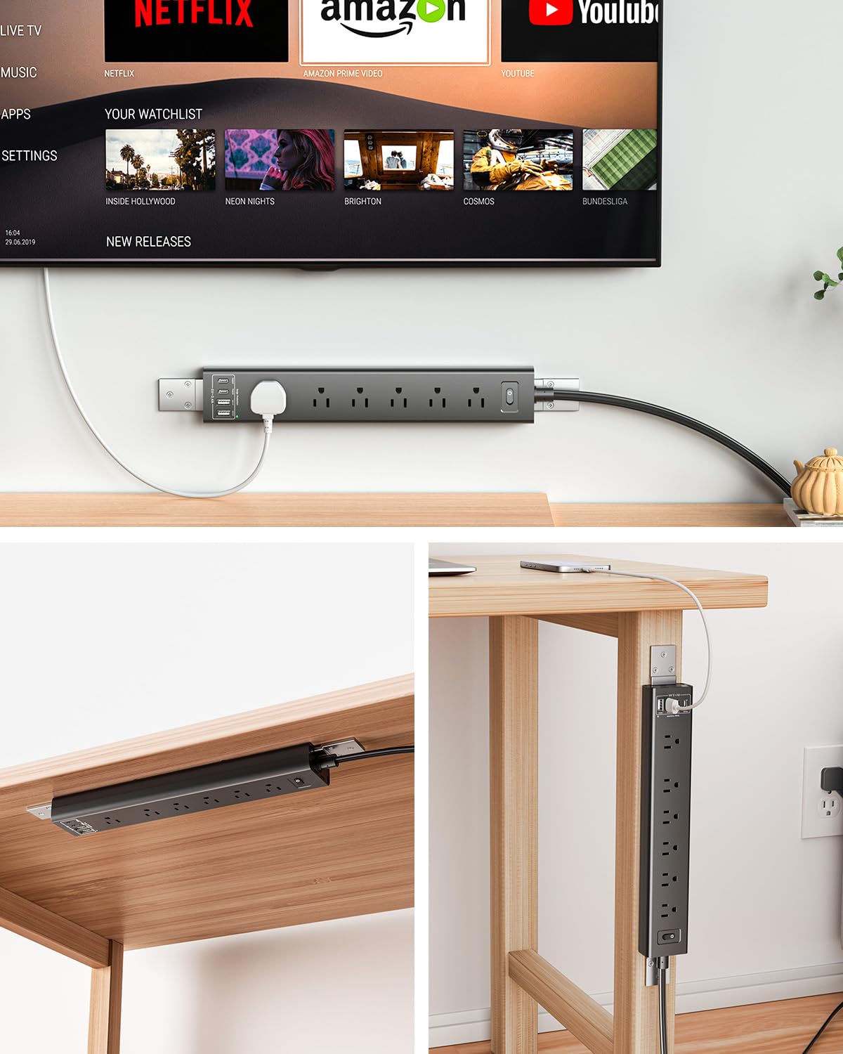 vipwell cord and plug next to ruler showing 6-foot cable reach for flexibility