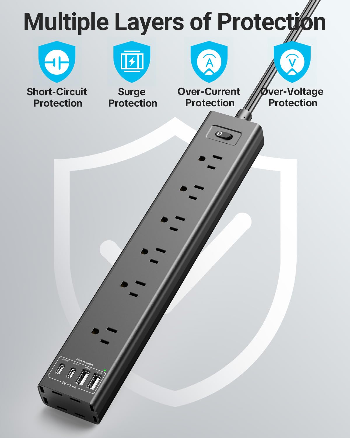 vipwell flat plug tucked behind sofa demonstrating space-saving placement