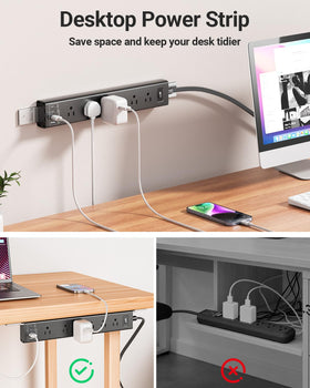 vipwell lifestyle home office setup with devices plugged in for clutter-free charging