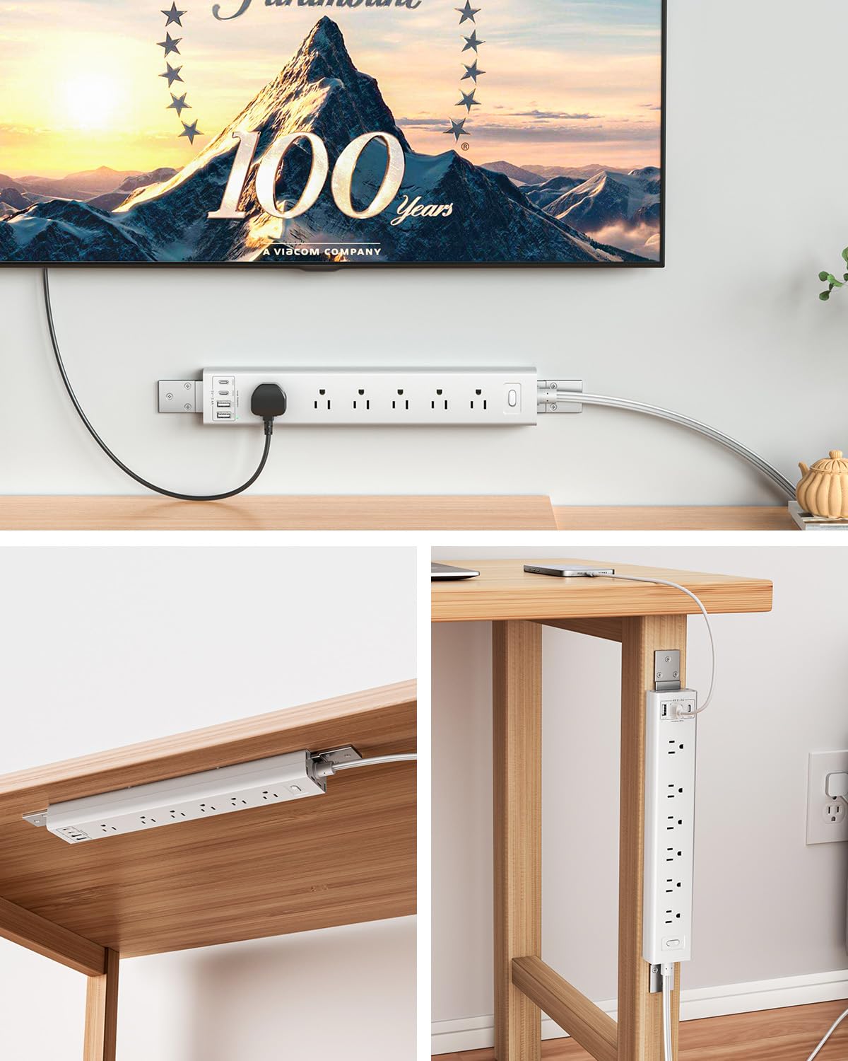 vipwell mounted horizontally under desk for hidden power with easy reach