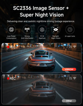 Virrow dashcam with built-in G-sensor auto-saves detected footage