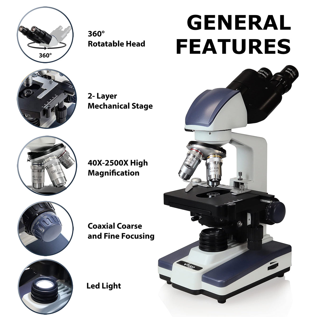 VS-60B-RC eyepieces provide wide field vision for detailed samples
