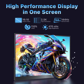 VisionOwl 16-inch 2.5K 144Hz display shows sharp visuals for gaming and editing.