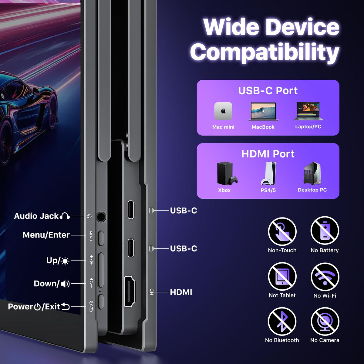 VisionOwl includes sleeve case, power adapter, USB-C and HDMI cables.