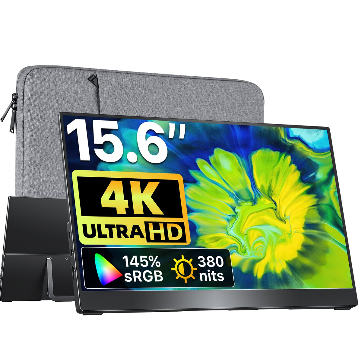 VisionOwl portable monitor front view shows 4K detail for editing.