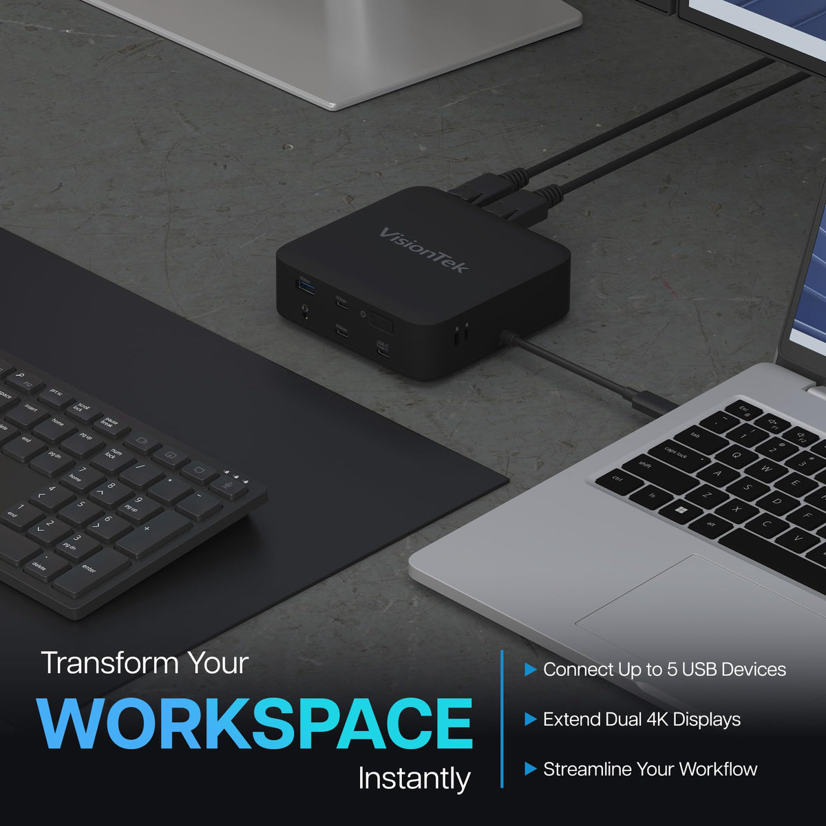 VisionTek VT1200DL universal compatibility across Windows, macOS, and ChromeOS with DisplayLink