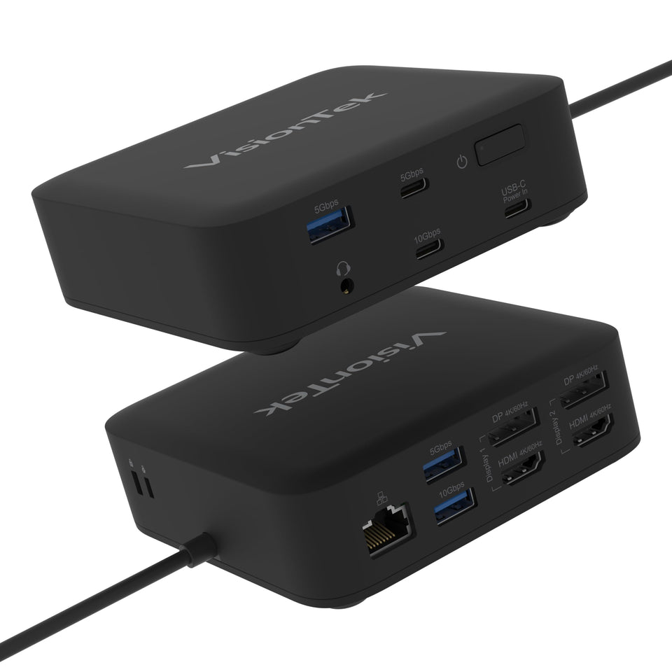 VisionTek VT1200DL dual 4K dock with two HDMI and two DisplayPort outputs for multitasking