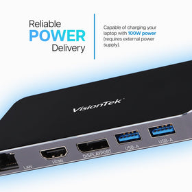 VisionTek VT350 charging with 100W power delivery for laptops