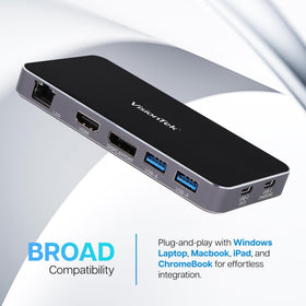VisionTek VT350 port configuration shows HDMI and DisplayPort for dual displays