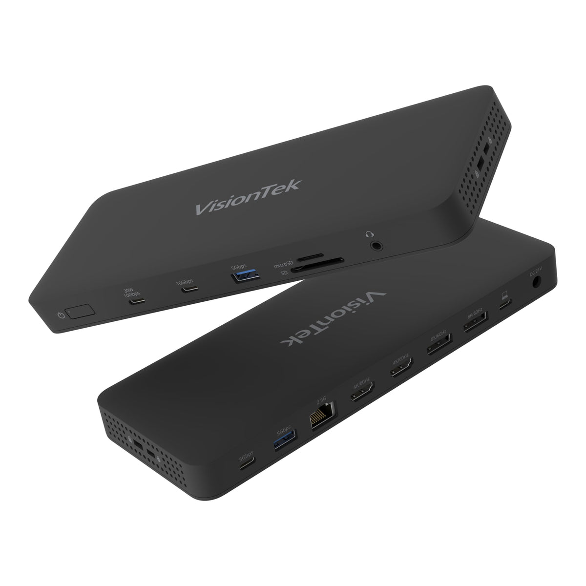 VisionTek VT8100DL back-panel ports enabling quad 4K displays for demanding multi-monitor setups.