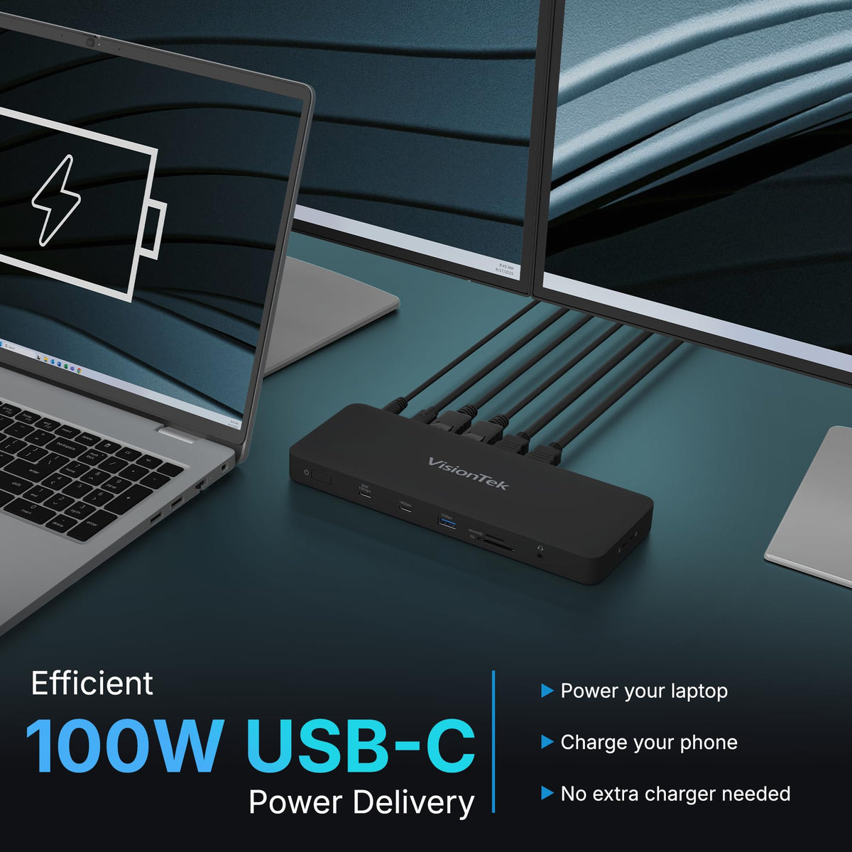VisionTek VT8100DL Thunderbolt-compatible dock enabling fast peripheral connections.