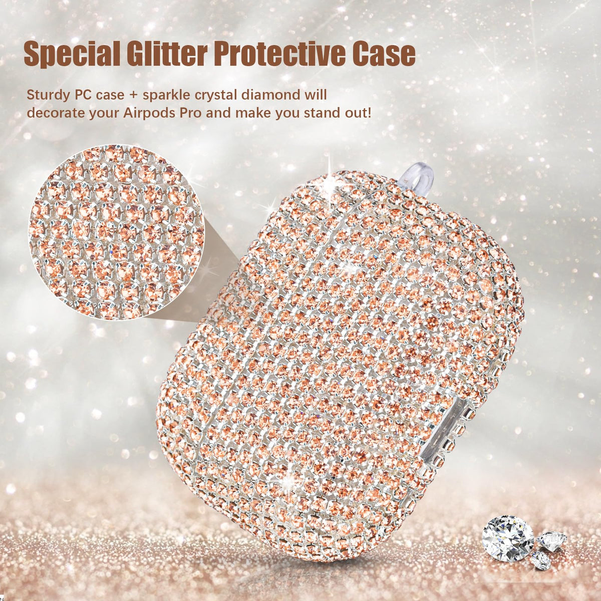 VISOOM 360-degree protection with TPU and diamond layers keeps AirPods Pro safe.