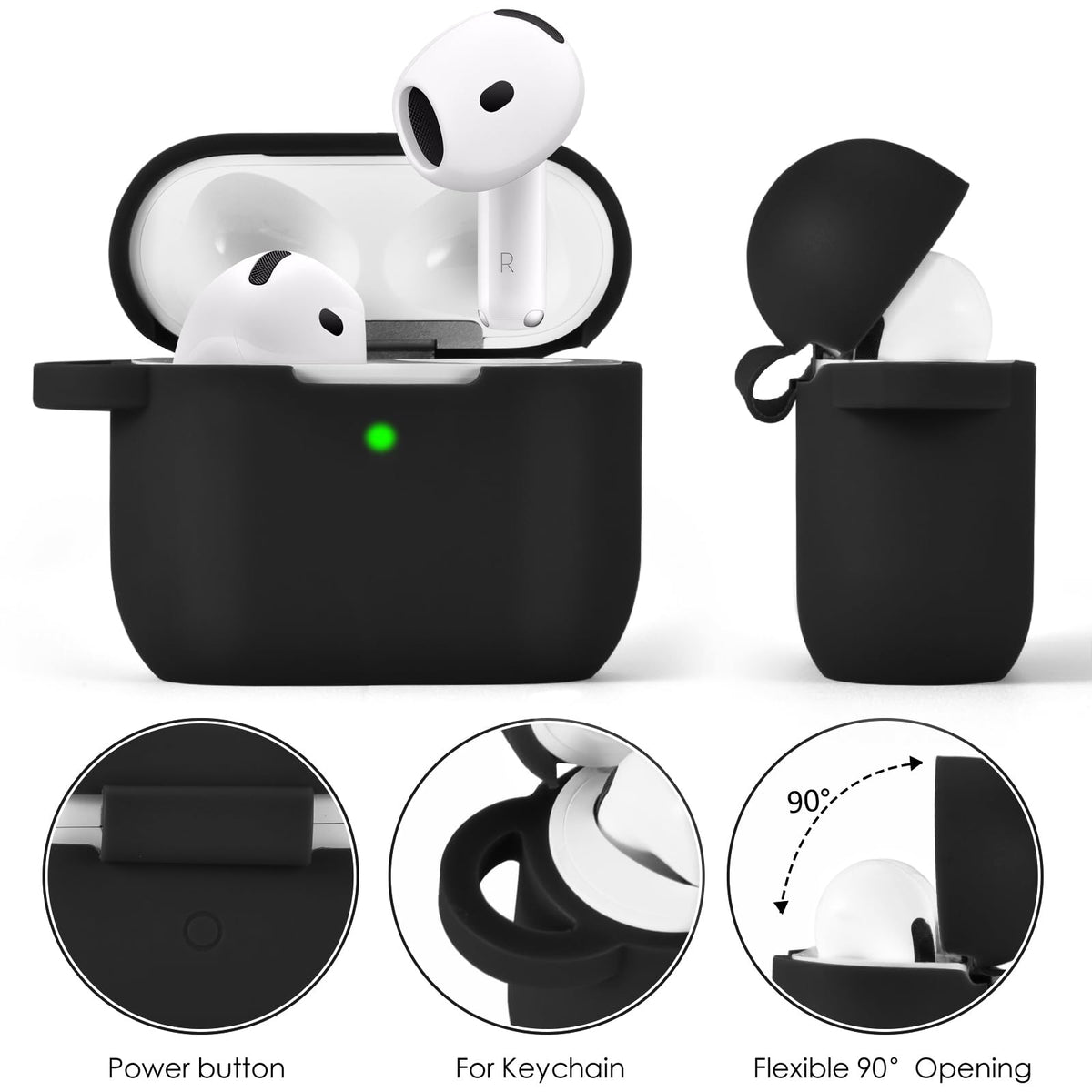 Visoom AirPods 4 Case features five-leaf clover keychain for stylish carry.