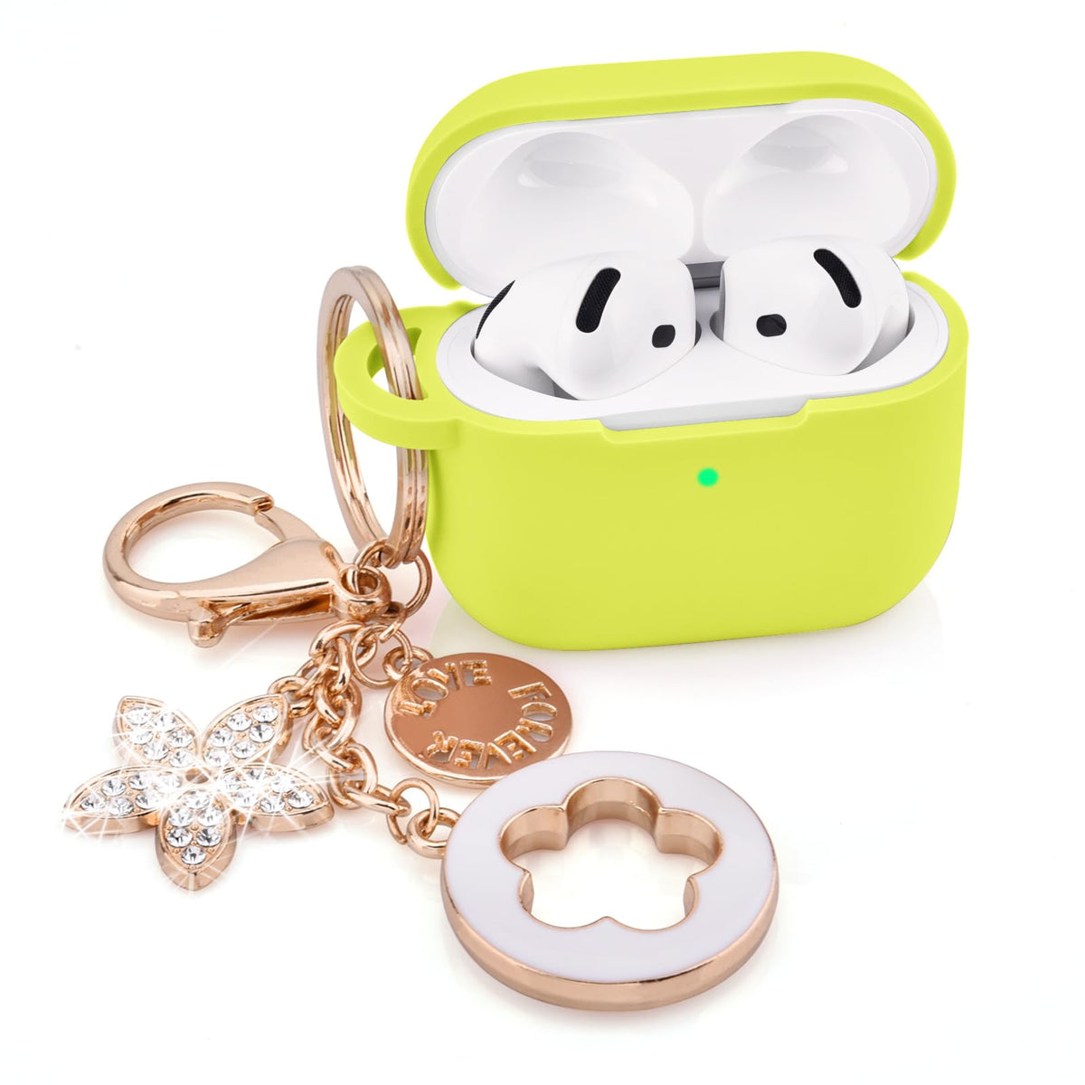 VISOOM AirPods 4 case with five-leaf clover keychain provides stylish protection on the go.