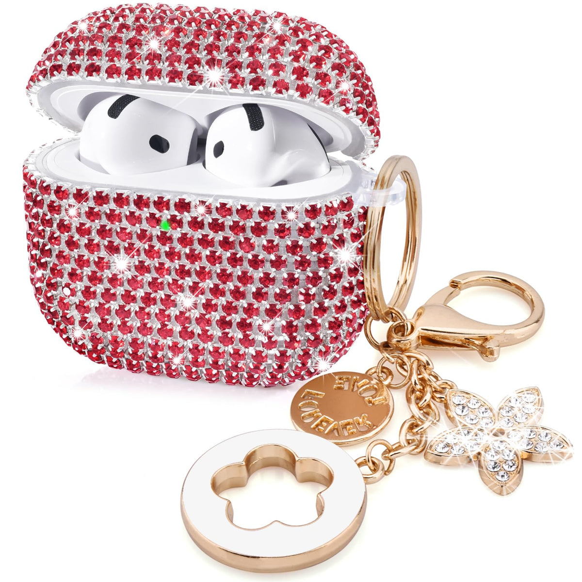 VISOOM AirPods 4 case with glitter diamond finish for stylish protection.