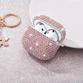 Visoom AirPods 4 Gen glitter case shines on a bag or keychain.