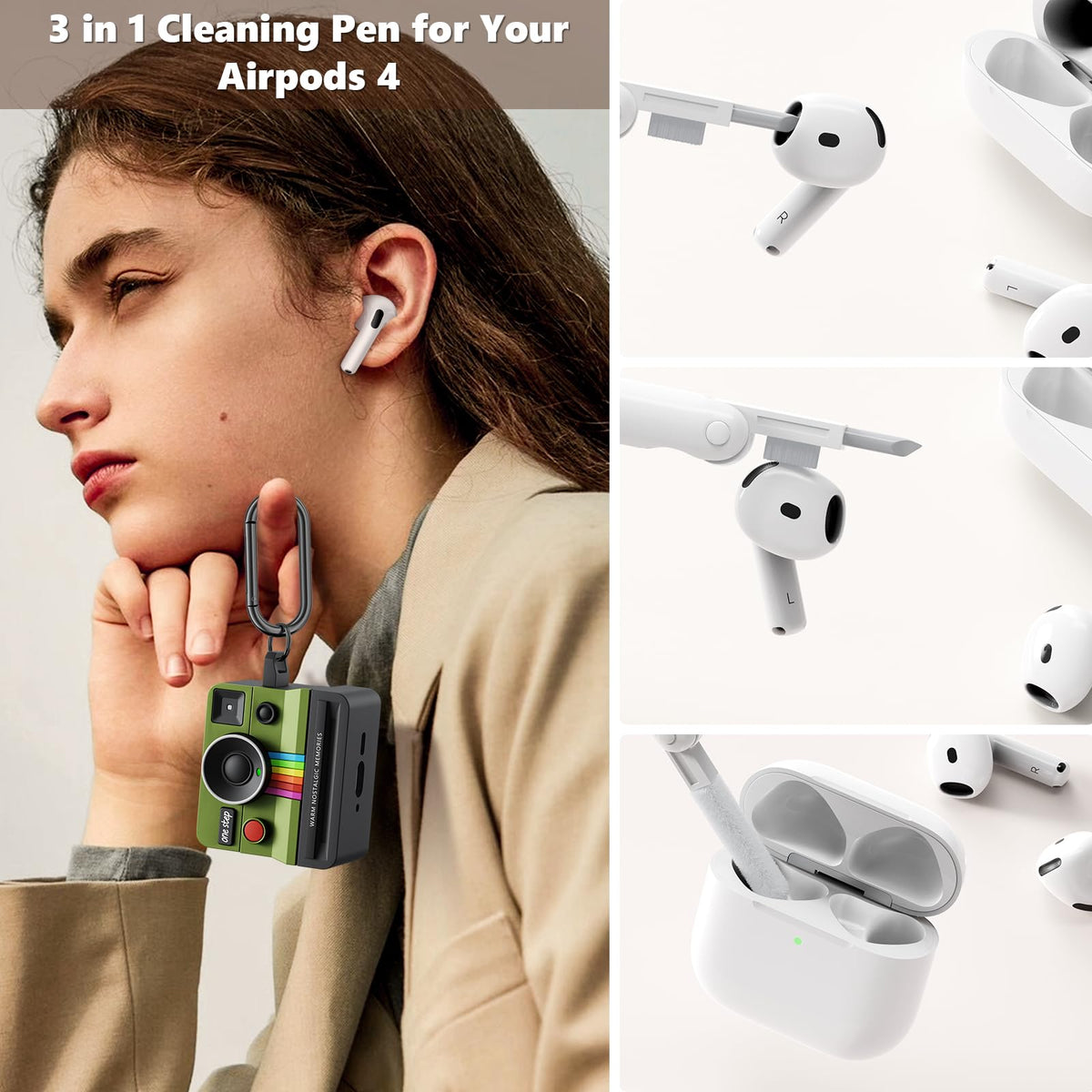 VISOOM AirPods 4 retro Polaroid design adds personality and visibility.