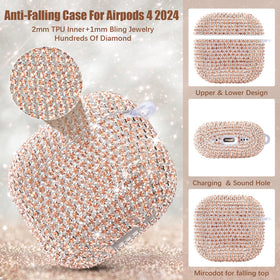 Closeup of diamond layer on Visoom AirPods 4th Gen case