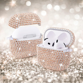 Visoom AirPods 4th Gen case with bling keychain attached to bag