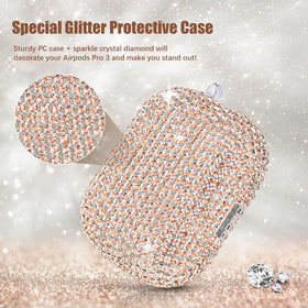 VISOOM AirPods Pro 3 case cover rhinestone detail close-up for luxury look.