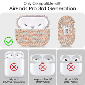 VISOOM AirPods Pro 3 case cover side view highlighting rhinestone detail and grip.