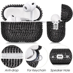VISOOM AirPods Pro 3 case with crystal charm keychain for on-the-go style.