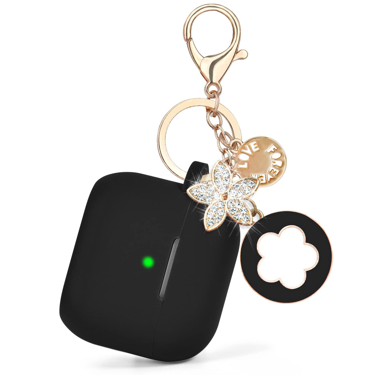 VISOOM AirPods Pro case with bling keychain for stylish protection on the go.