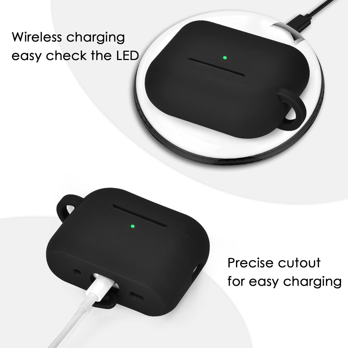 VISOOM AirPods Pro case supports wireless charging without removal.