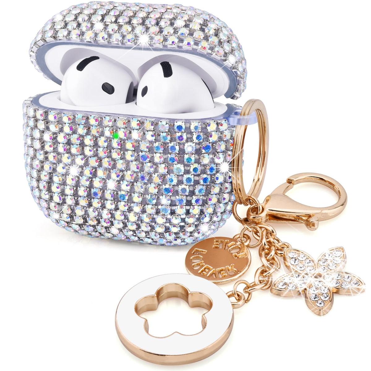 VISOOM AirPods 4 case with glitter diamonds adds style and protection.