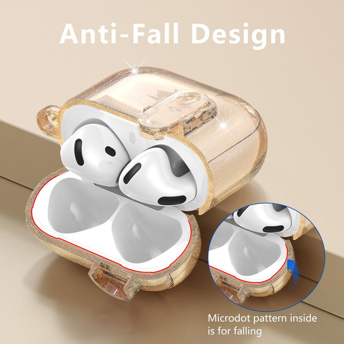 Visoom AirPods 4 glitter translucent case displaying original color