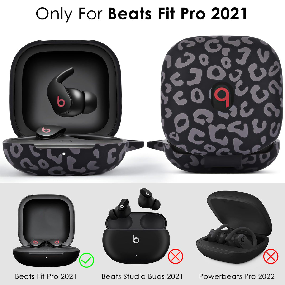 Visoom Beats Fit Pro case with detachable carabiner for secure attachment.