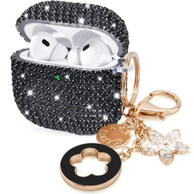 VISOOM Bling AirPods Pro 2 case front view with rhinestones adds chic protection.