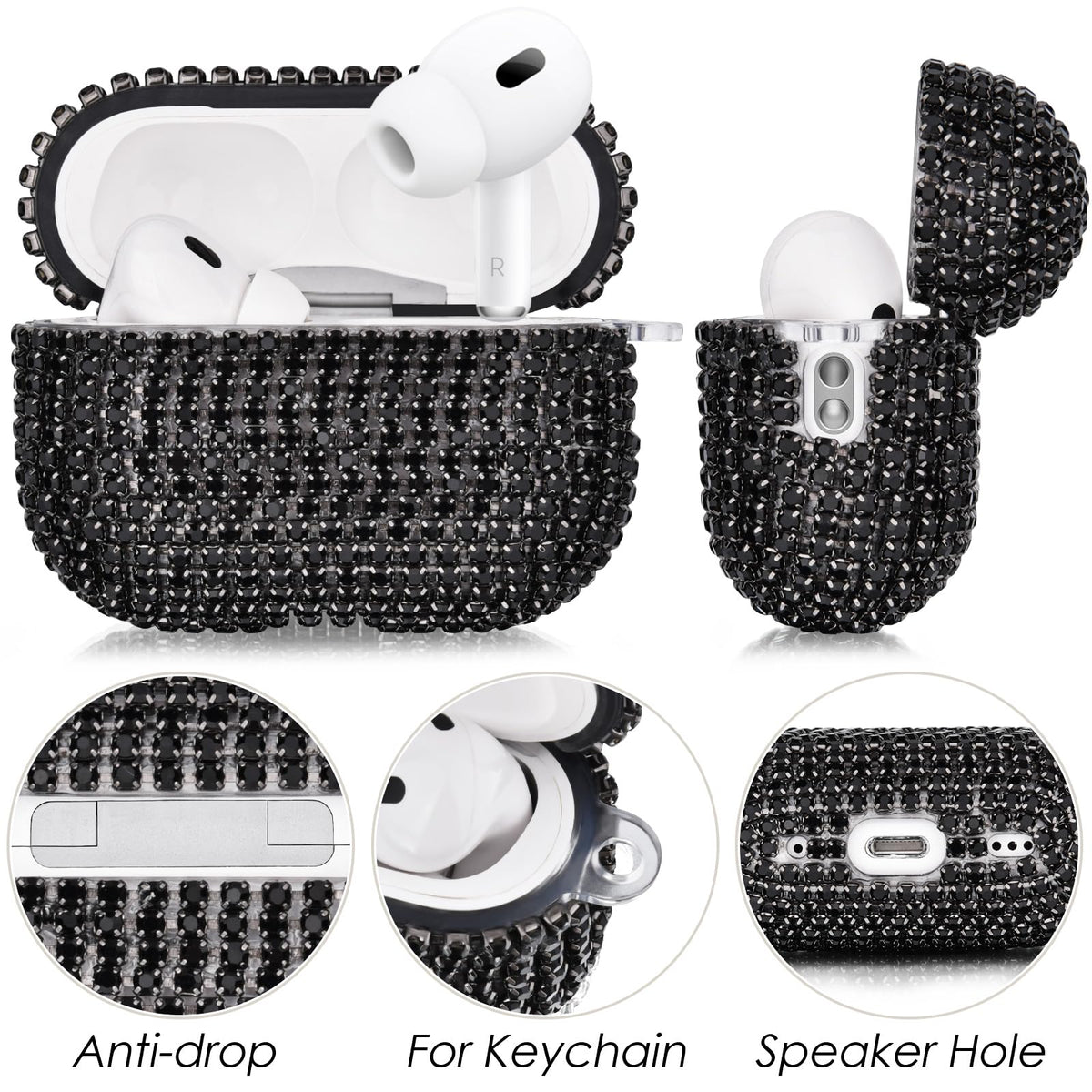 VISOOM AirPods Pro 2 case side view showing durable TPU shell.