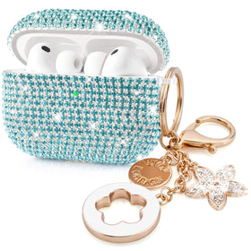 Visoom Bling AirPods Pro 3 case front view with rhinestones for a glam everyday look.