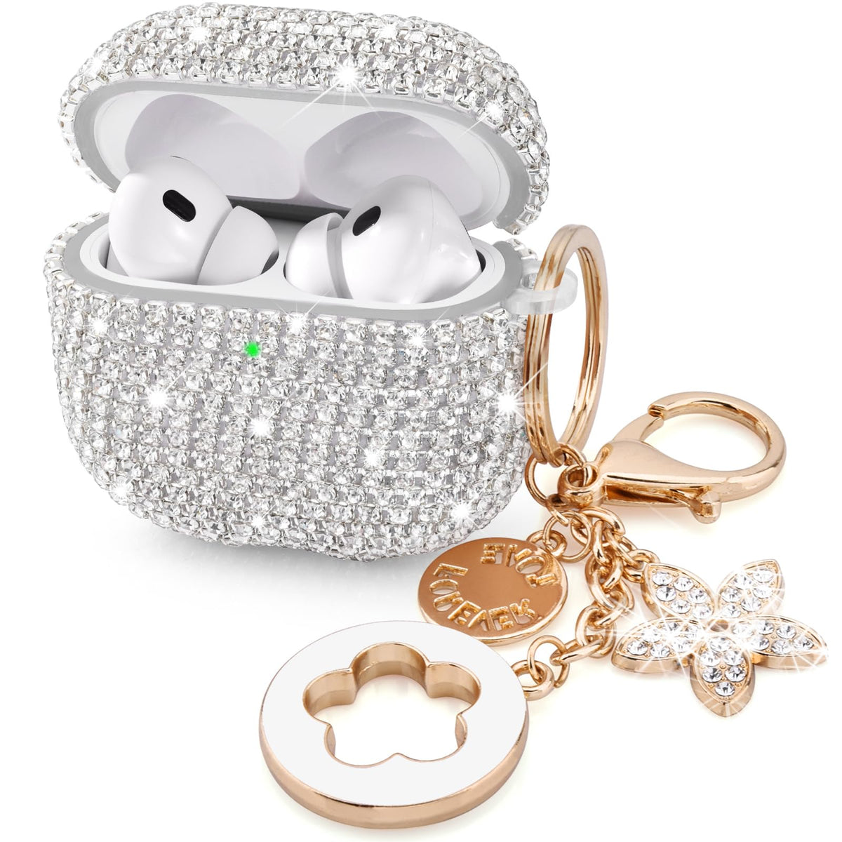Visoom Bling Case for AirPods Pro front view with glittery protection.