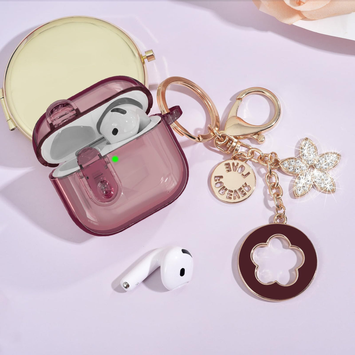 VISOOM five leaf clover keychain AirPods 4 adds cute style and portability