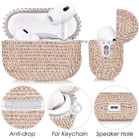 VISOOM gold finish glitter case adds shine and style for AirPods Pro.