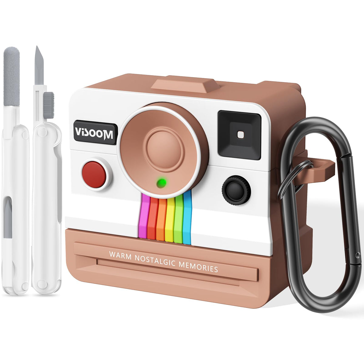 VISOOM Polaroid AirPods 4 case front view showing retro protection and fit.
