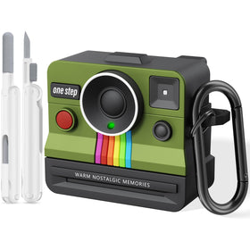 VISOOM Retro Case for AirPods Pro front view with visible LED and green finish.