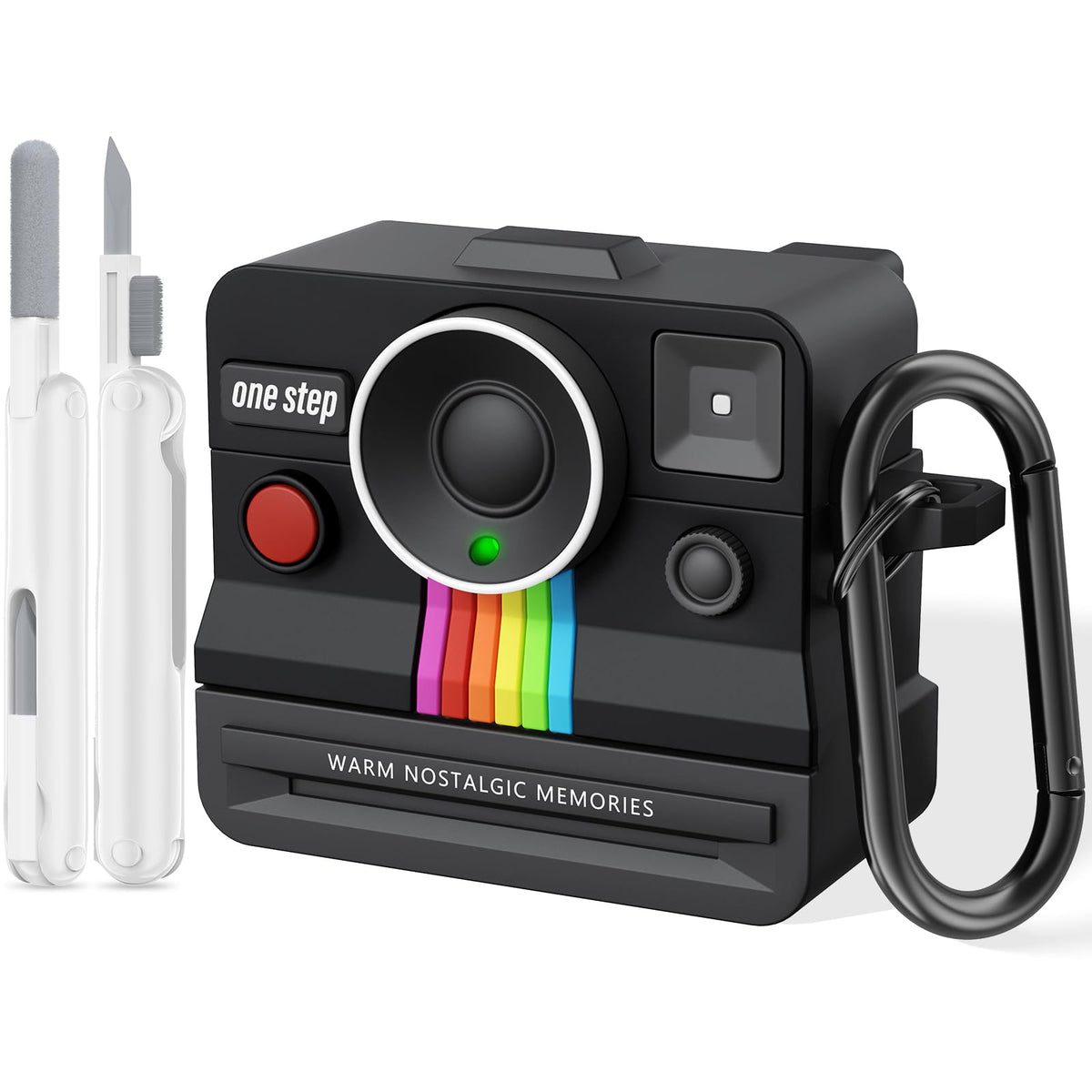 Visoom retro Polaroid AirPods Pro 3 case in black for style and protection.