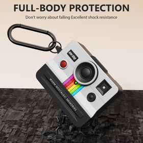Retro Polaroid-inspired case for AirPods Pro 3 design focus.