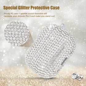 Sparkling rhinestones detail on VISOOM case for AirPods Pro 3.