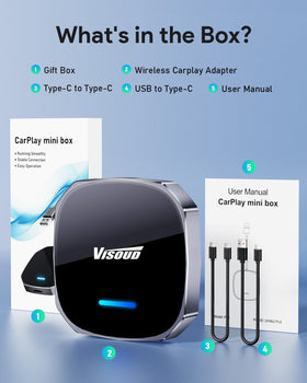 Visoud Magic AI Box wide compatibility with wired CarPlay and Android Auto