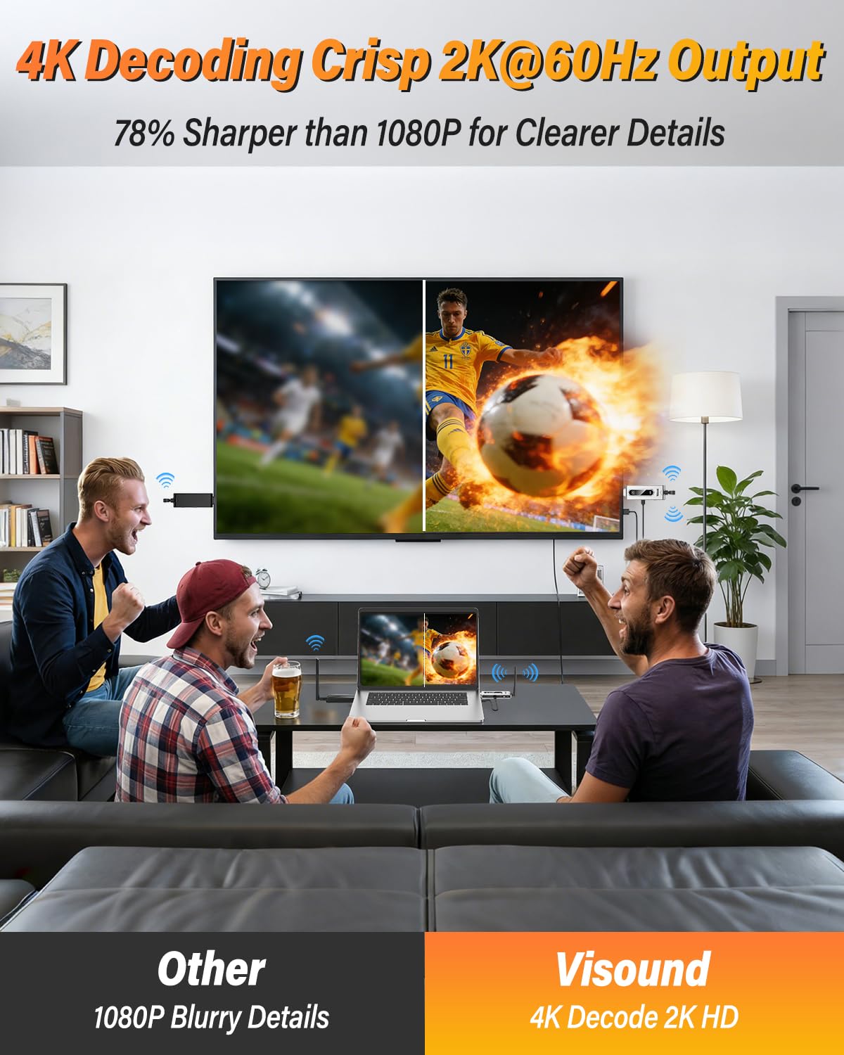 Visoud plug-and-play setup for instant wireless sharing anywhere.