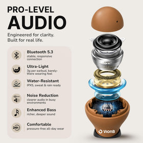 VISOUND Air Skin Tones Earbuds soft-sand shade features a customizable seal with two tip sizes.