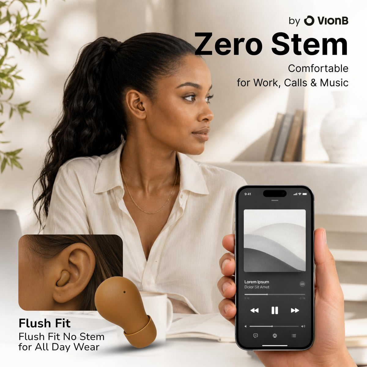 VISOUND Air Skin Tones Earbuds warm-cocoa shade offers subtle style with reliable fit.