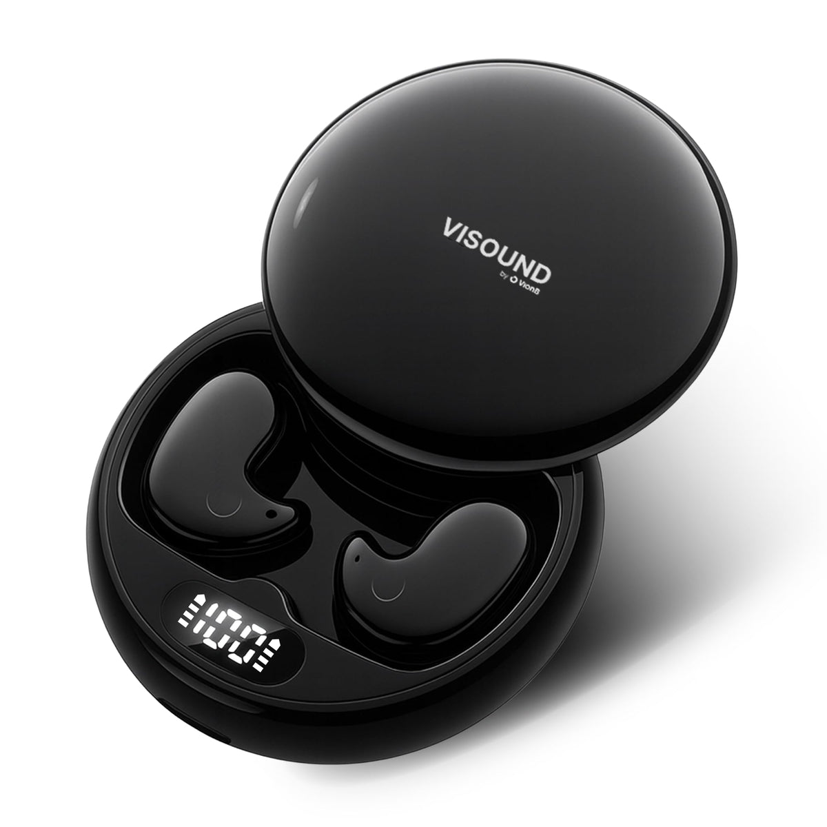 VISOUND Drift front packaging showing earbuds and compact case, clear branding and benefit