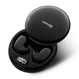 VISOUND Drift front packaging showing earbuds and compact case, clear branding and benefit